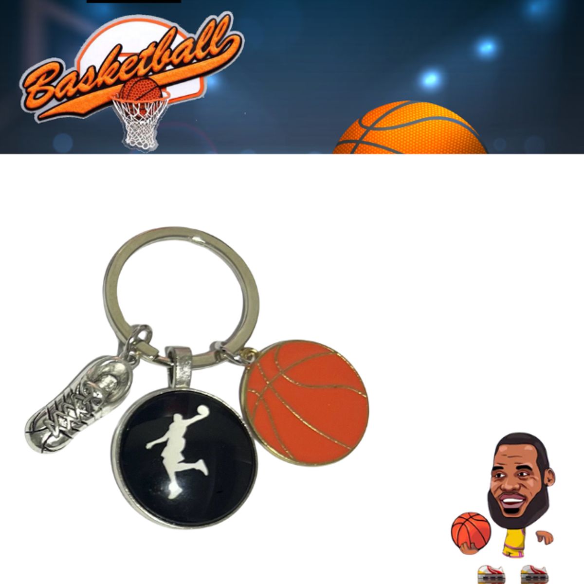 GENERICO - Llavero Baloncesto NBA - Fondo Negro