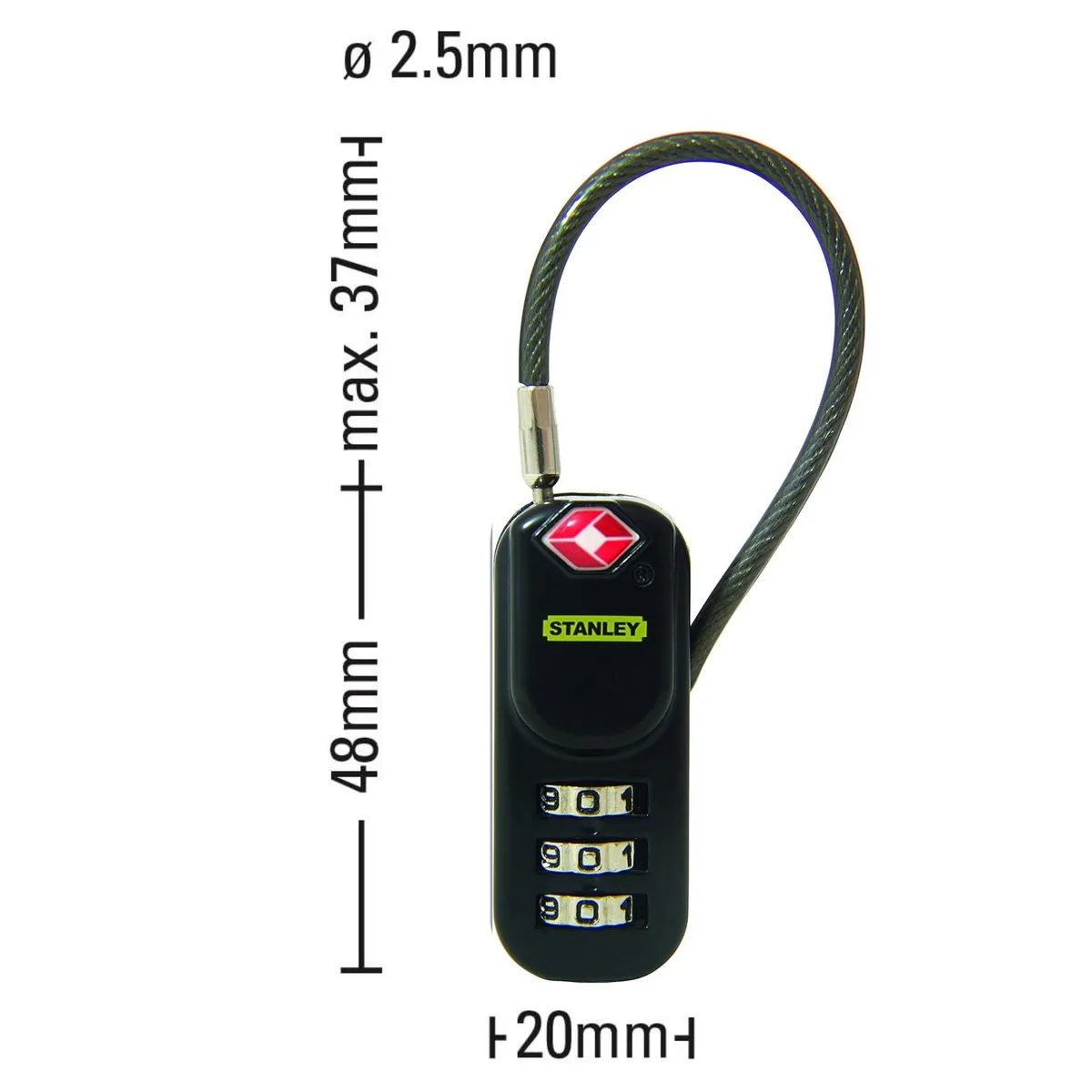 STANLEY - CANDADO DE COMBINACION PARA MALETA - TRAVELMAX NEGRO STANLEY