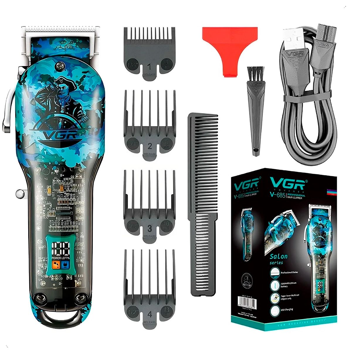 GENERICO - Maquina Corte Cabello VGR V 923 trimmer Pantalla Digital Inalambrico