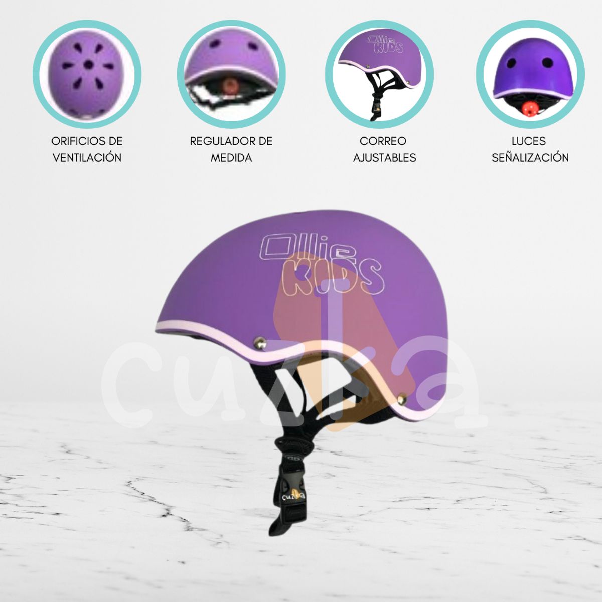 OLLIE - Casco Protector Regulable Para Niño «S OLLIE KIDS» PURPLE