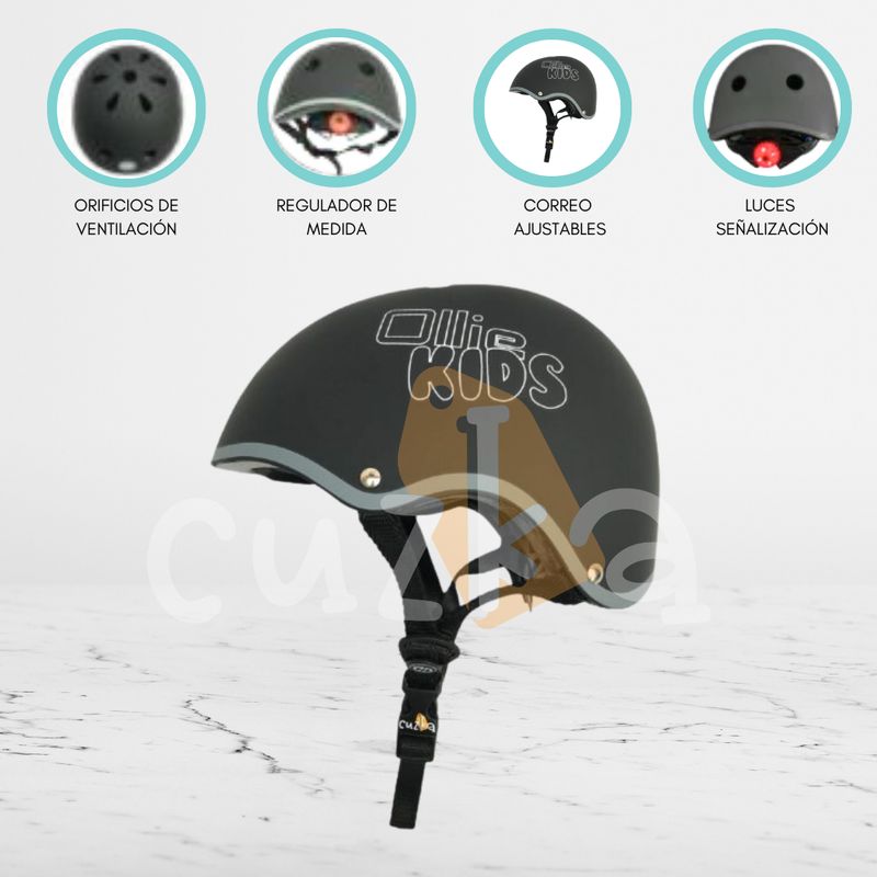 OLLIE - Casco Protector Regulable Para Niño «S OLLIE KIDS» BLACK