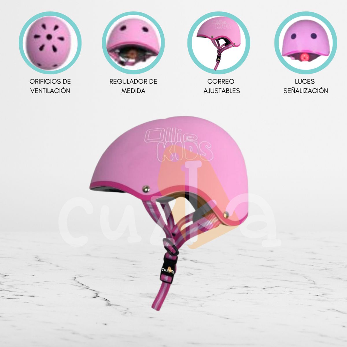 OLLIE - Casco Protector Regulable Para Niño «S OLLIE KIDS» PINK