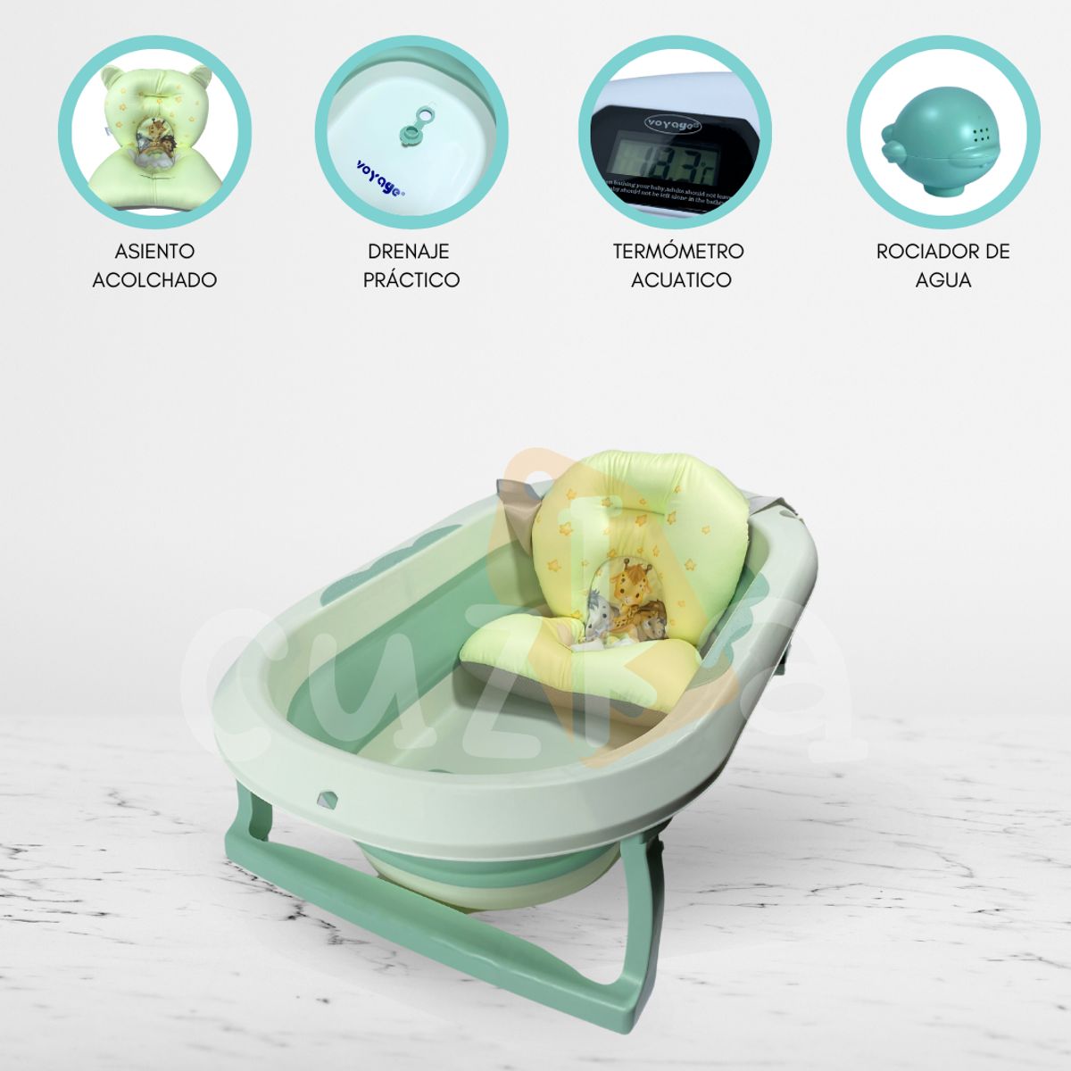 VOYAGE - Bañera Plegable con Termómetro VOYAGE «AQUATIC» Green