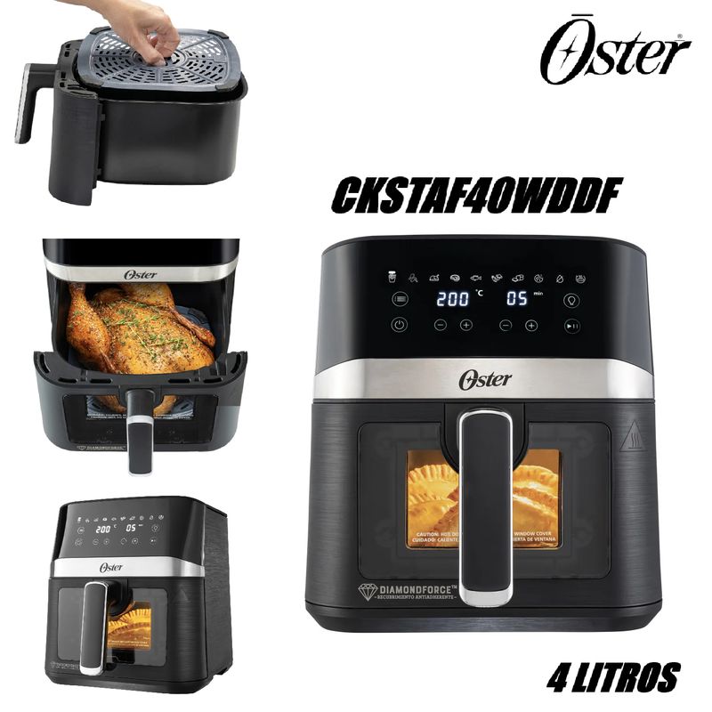 OSTER - Freidora De Aire 4 Litros Digital conVentana Diamondforce CKSTAF40WDDF