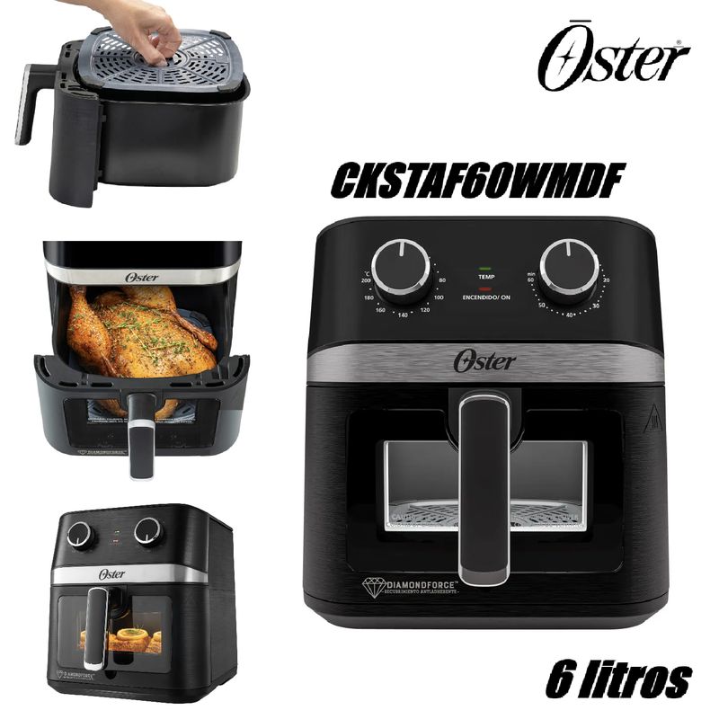 OSTER - Freidora De Aire DIgital Diamond 6Litros luz interna CKSTAF60WDDF