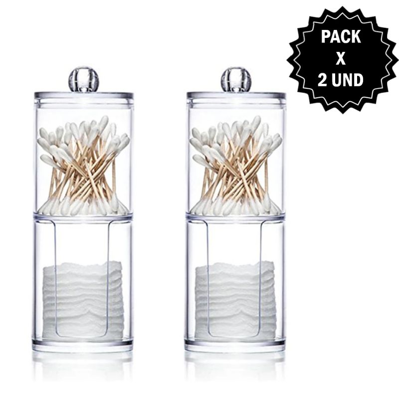 GENERICO - Pack x2 Organizadores Acrílico de 18x6cm hisopo y algodón_.