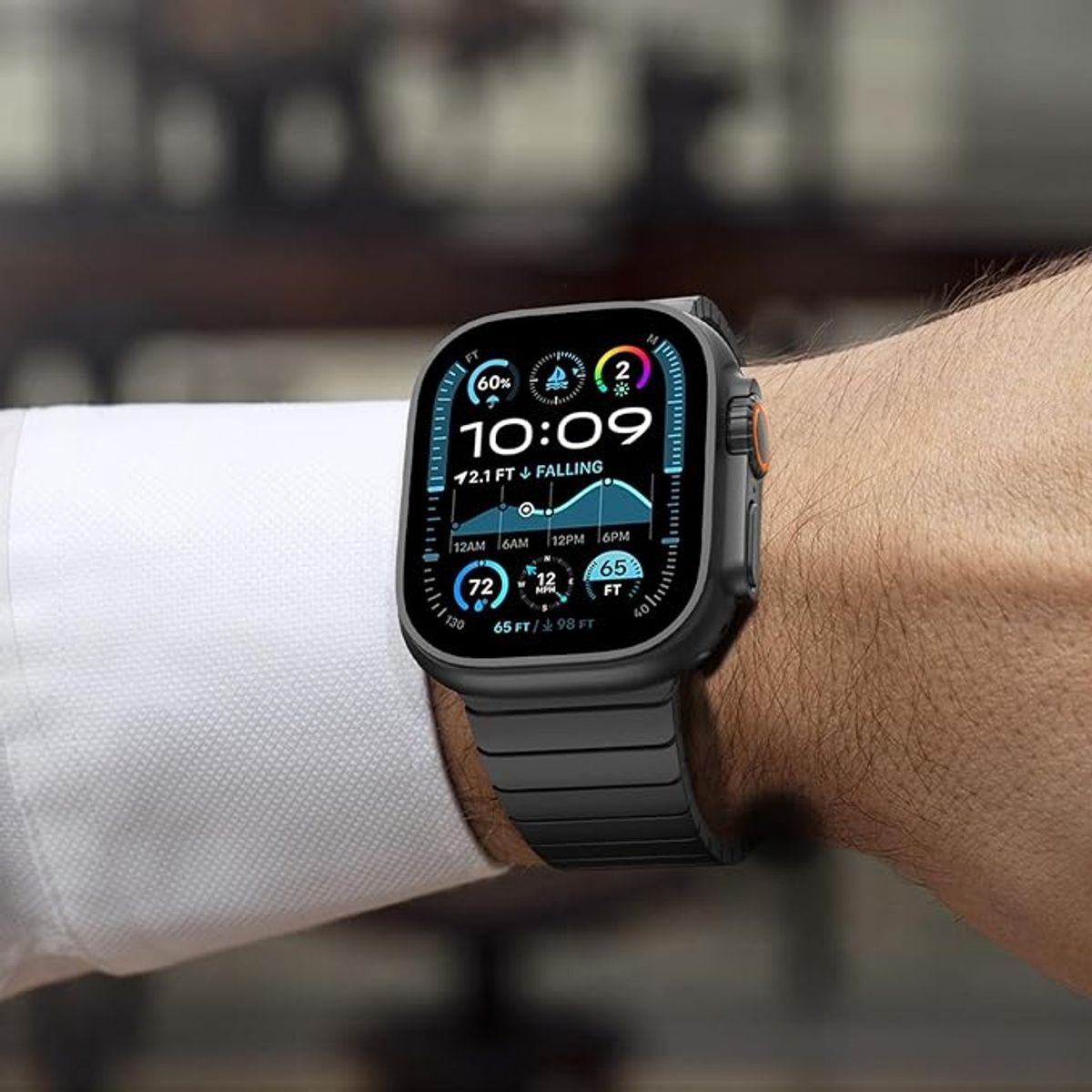 GENERICO - Correa De Acero Slim Apple Watch Ultra 42mm - Negro