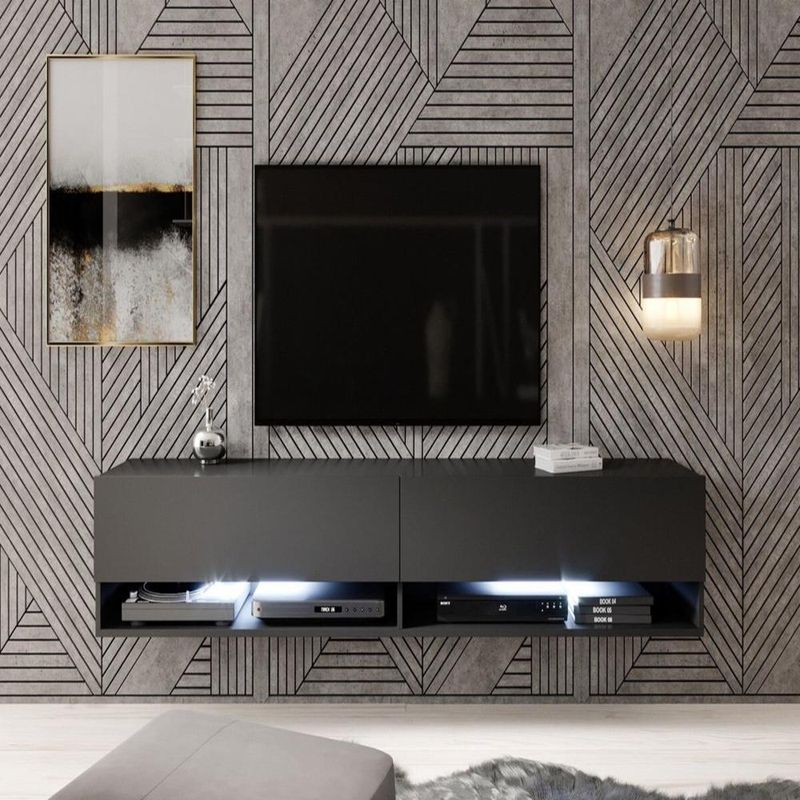 TU MESITA - Mesa de TV Flotante TU MESITA Raquel color Negro 2 puertas