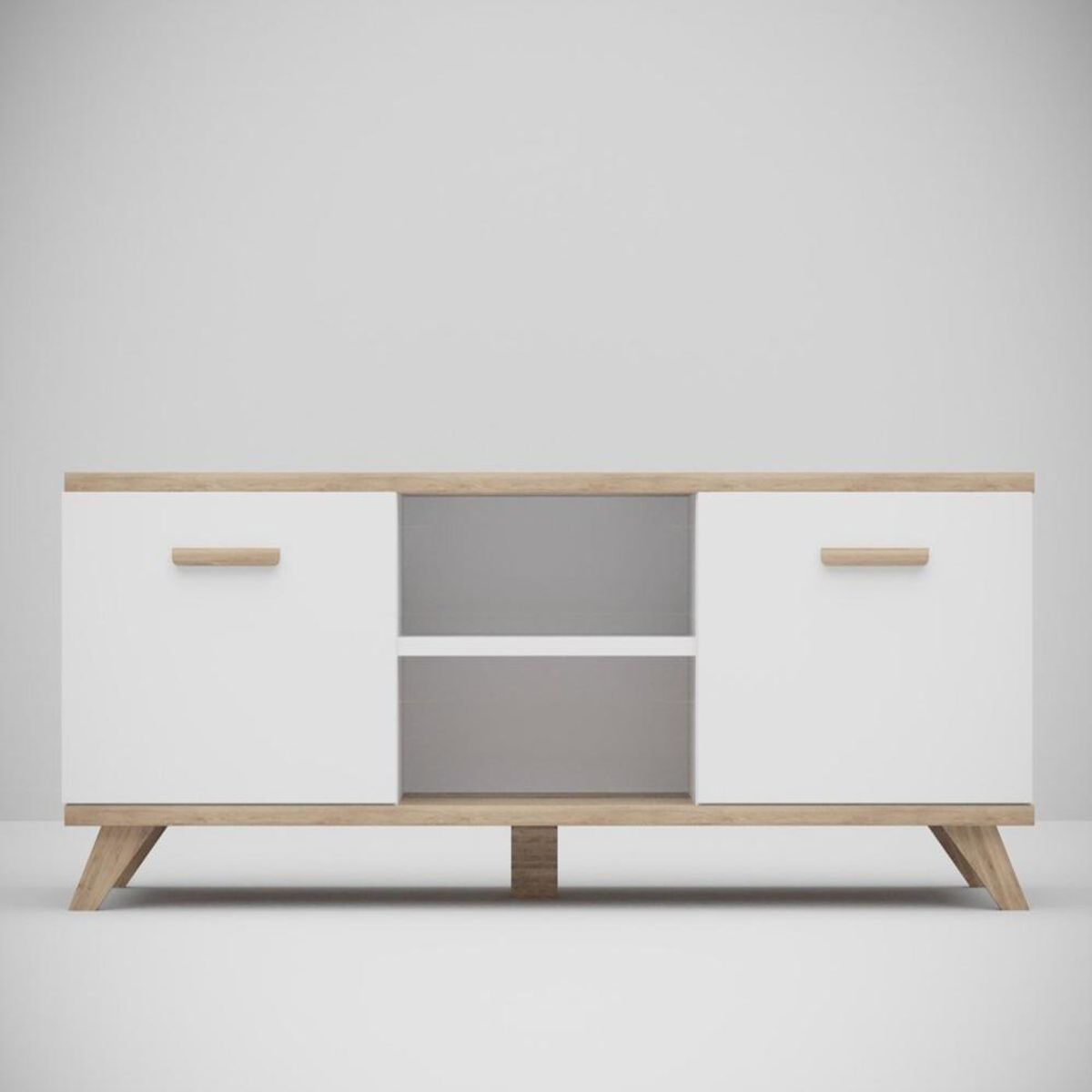 TU MESITA - Mesa de TV TU MESITA Moderna Atalaya color BlancoDuna 2 puertas