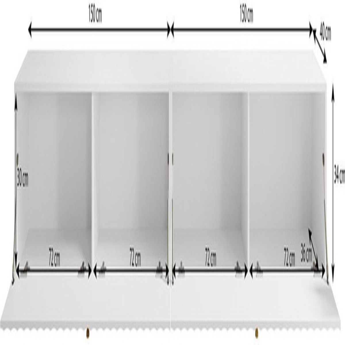 TU MESITA - Mesa de TV Larga TU MESITA Michel Moderna color Blanco 2 puertas