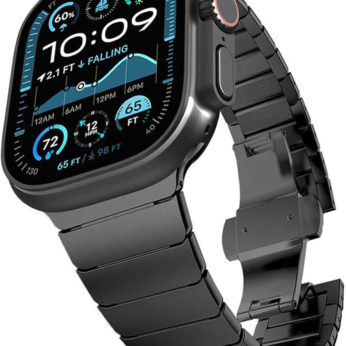 GENERICO - Correa De Acero Slim Apple Watch Ultra 44mm - Negro