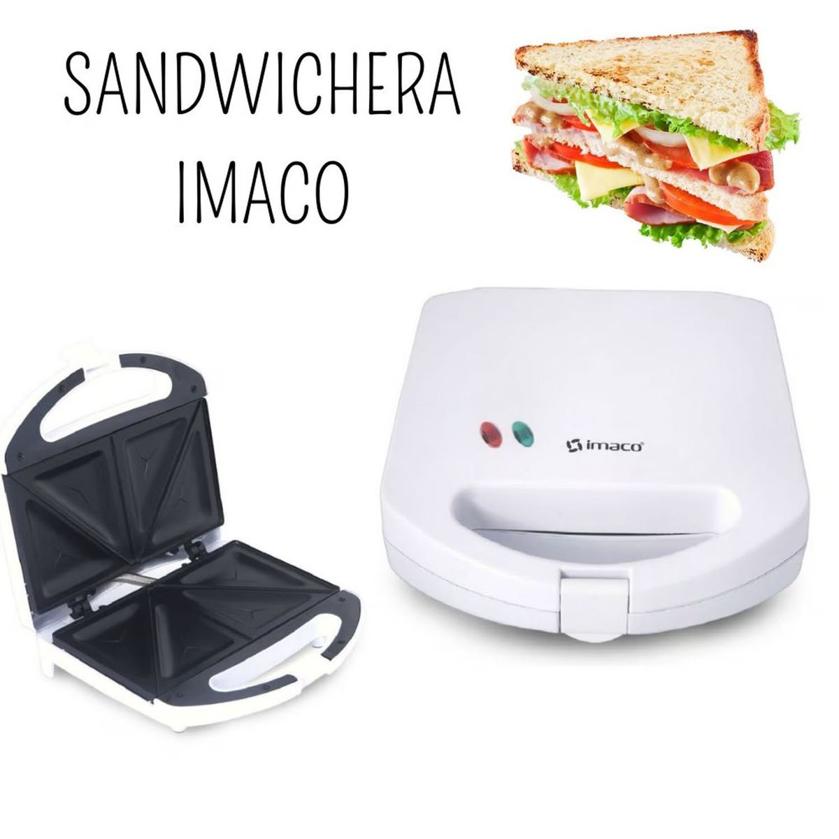 IMACO - Sandwichera Antiadherente 2 Sandwichs