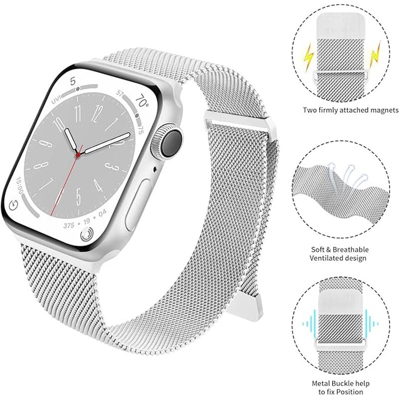 GENERICO - Correa Milanese para Apple Watch 44mm - Plata