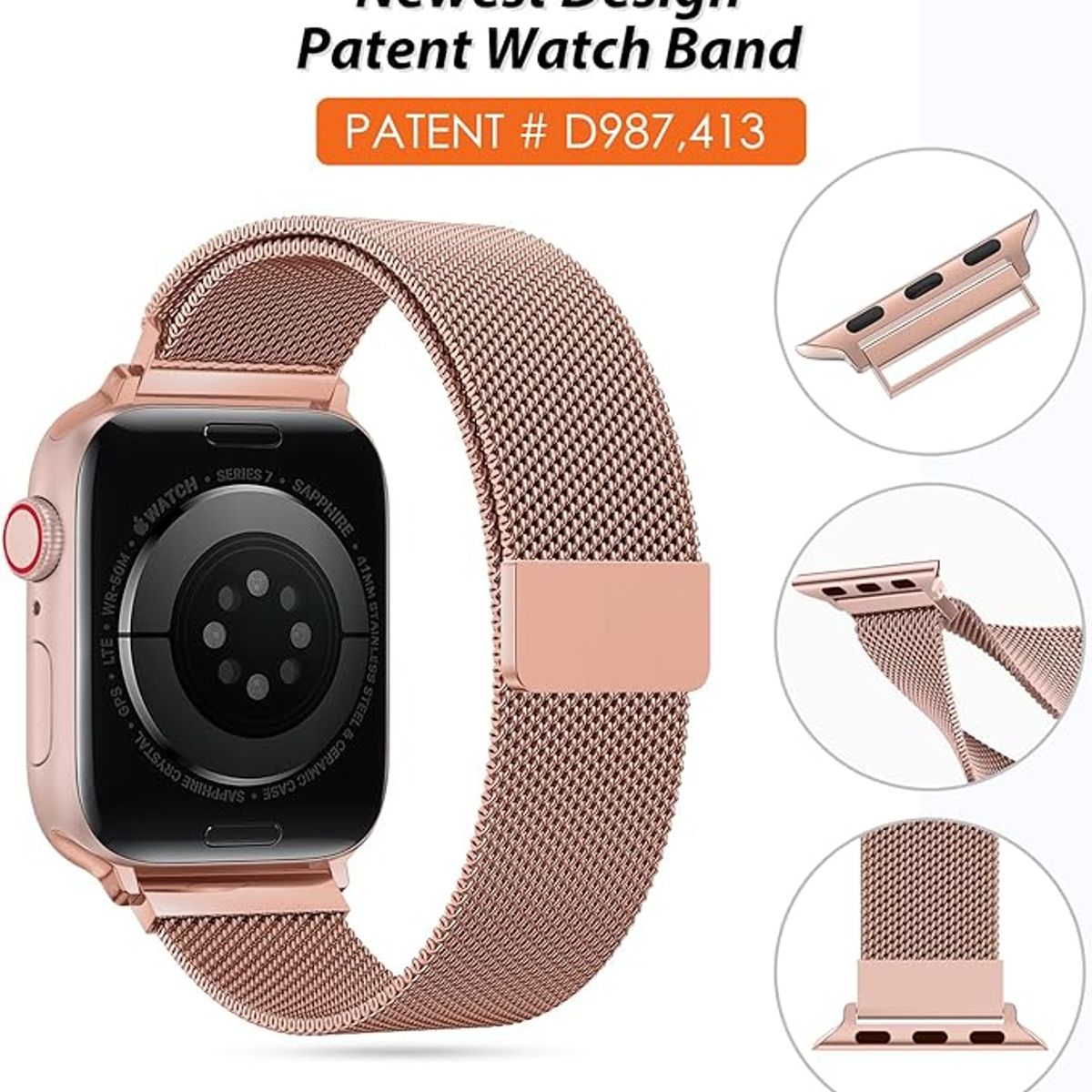 GENERICO - Correa Milanese para Apple Watch 45mm - Oro Rosa