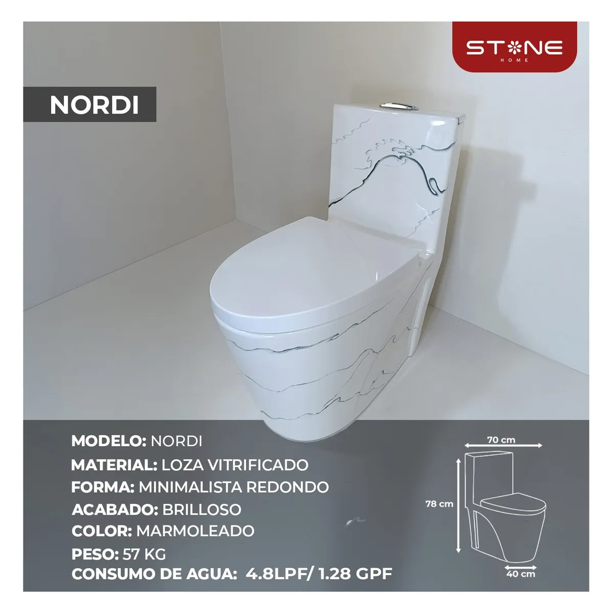 STONE - INODORO MINIMALISTA NORDI BLANCO - MARMOLEADO STONE