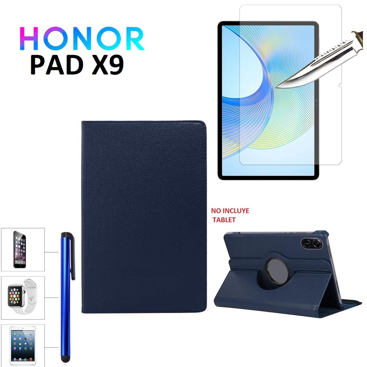 GENERICO - Funda + Mica + Lapiz Optico para Honor Pad X9 11.5 Case Giratoria 360°.