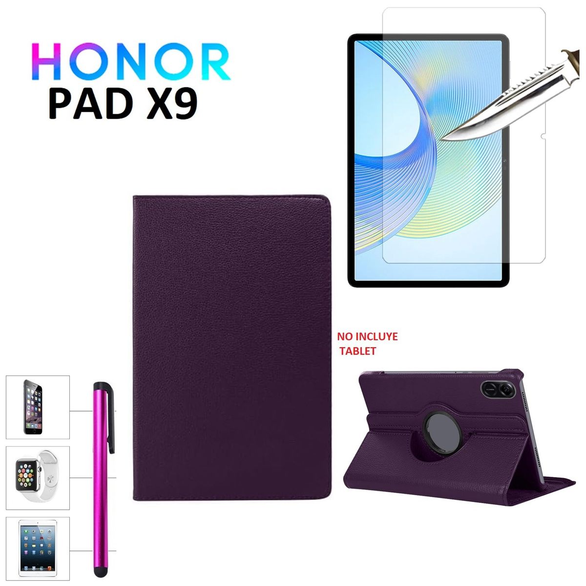 GENERICO - Funda + Mica + Lapiz Optico para Honor Pad X9 11.5 Case Giratoria 360°.
