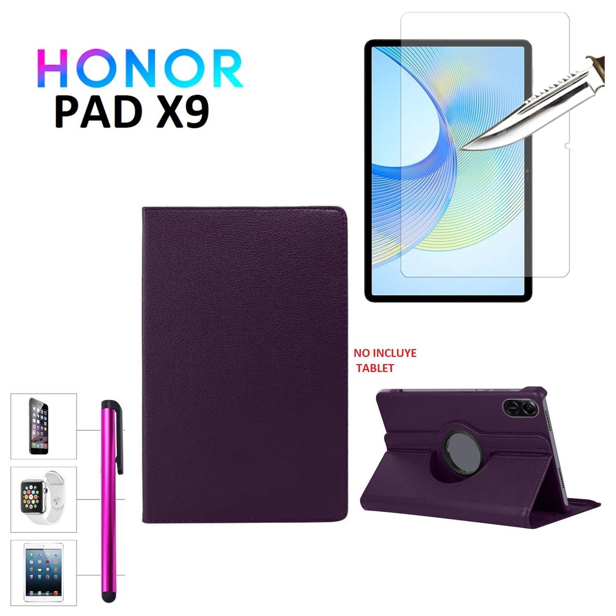 GENERICO - Funda + Mica + Lapiz Optico para Honor Pad X9 11.5 Case Giratoria 360°.