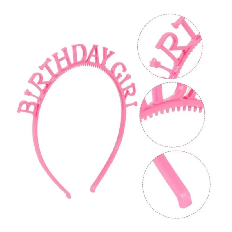 GENERICO - Vincha Feliz Cumpleaños Kawaii Rosado