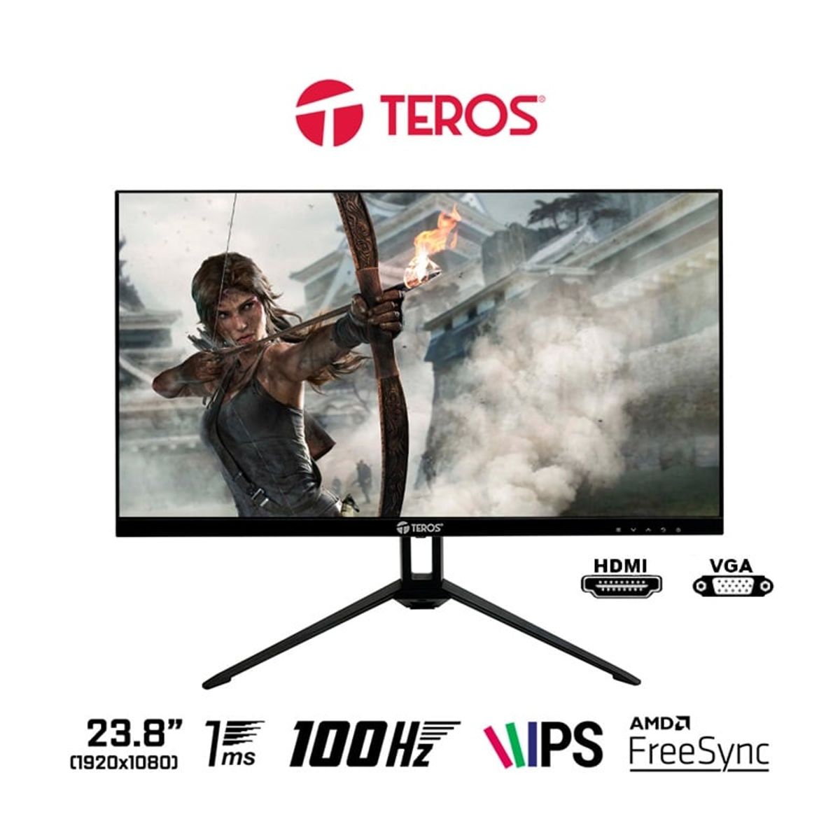 TEROS - MONITOR GAMER TEROS TE2412S 24 FULL HD 100HZ 1MS PLANO BLACK TEROS