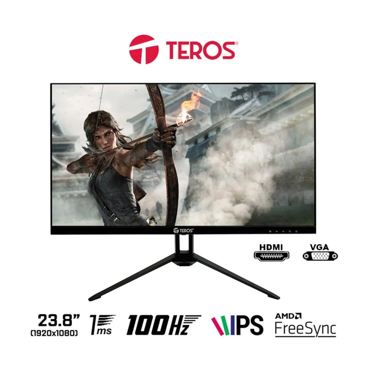 TEROS - MONITOR GAMER TEROS TE2412S 24 FULL HD 100HZ 1MS PLANO BLACK TEROS