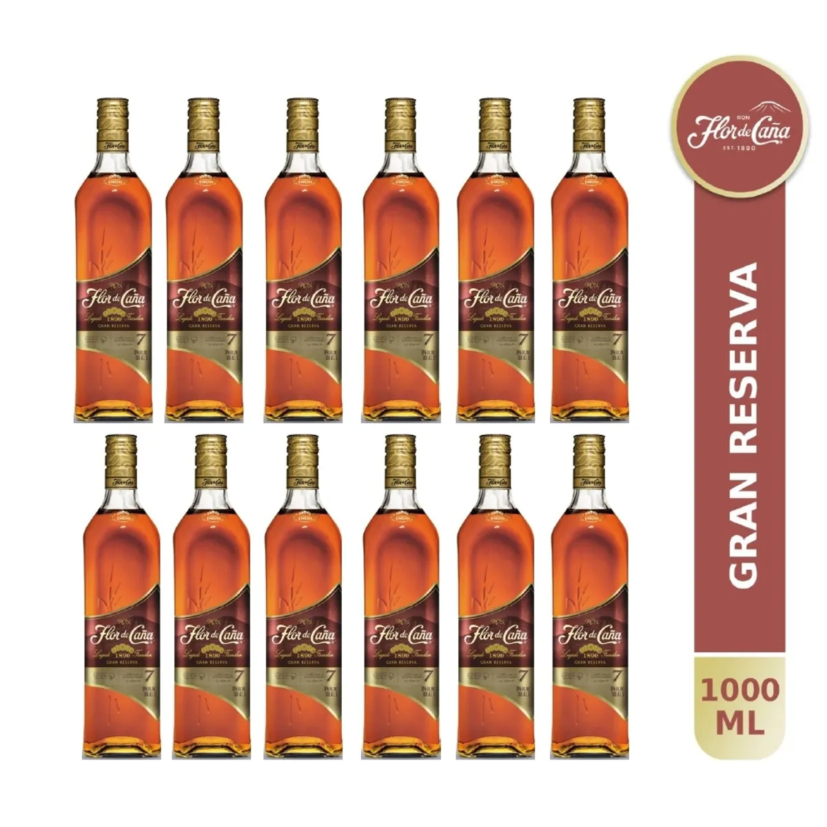 FLOR DE CAÑA - Ron Flor de Caña 7 años 1 LT - 12 UND