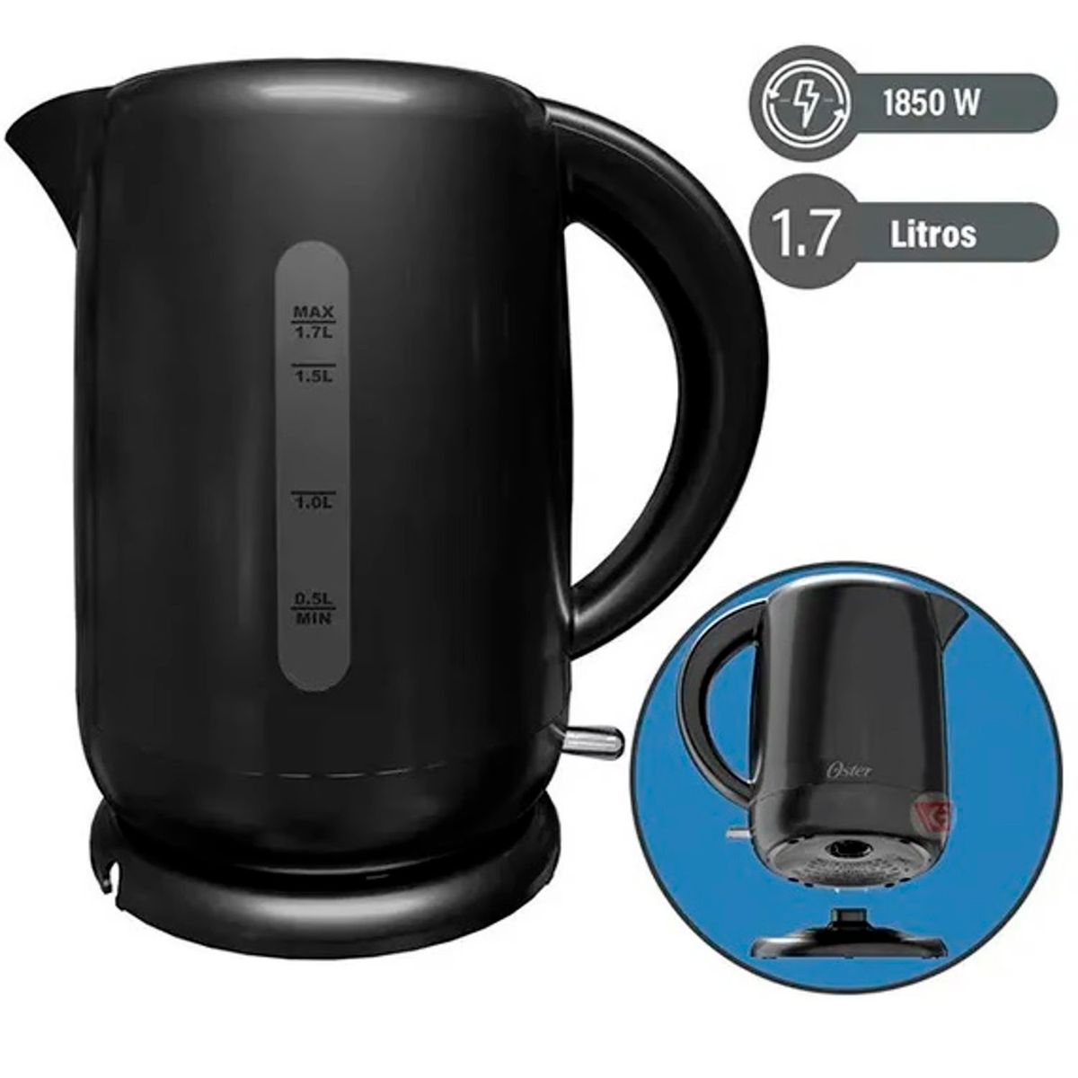 OSTER - Hervidor eléctrico Oster 1.7 litros BVSTKT3101 NEGRO