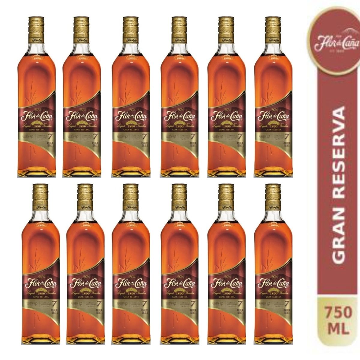 FLOR DE CAÑA - Ron Flor de Caña 7 años 750ml - 12 UND