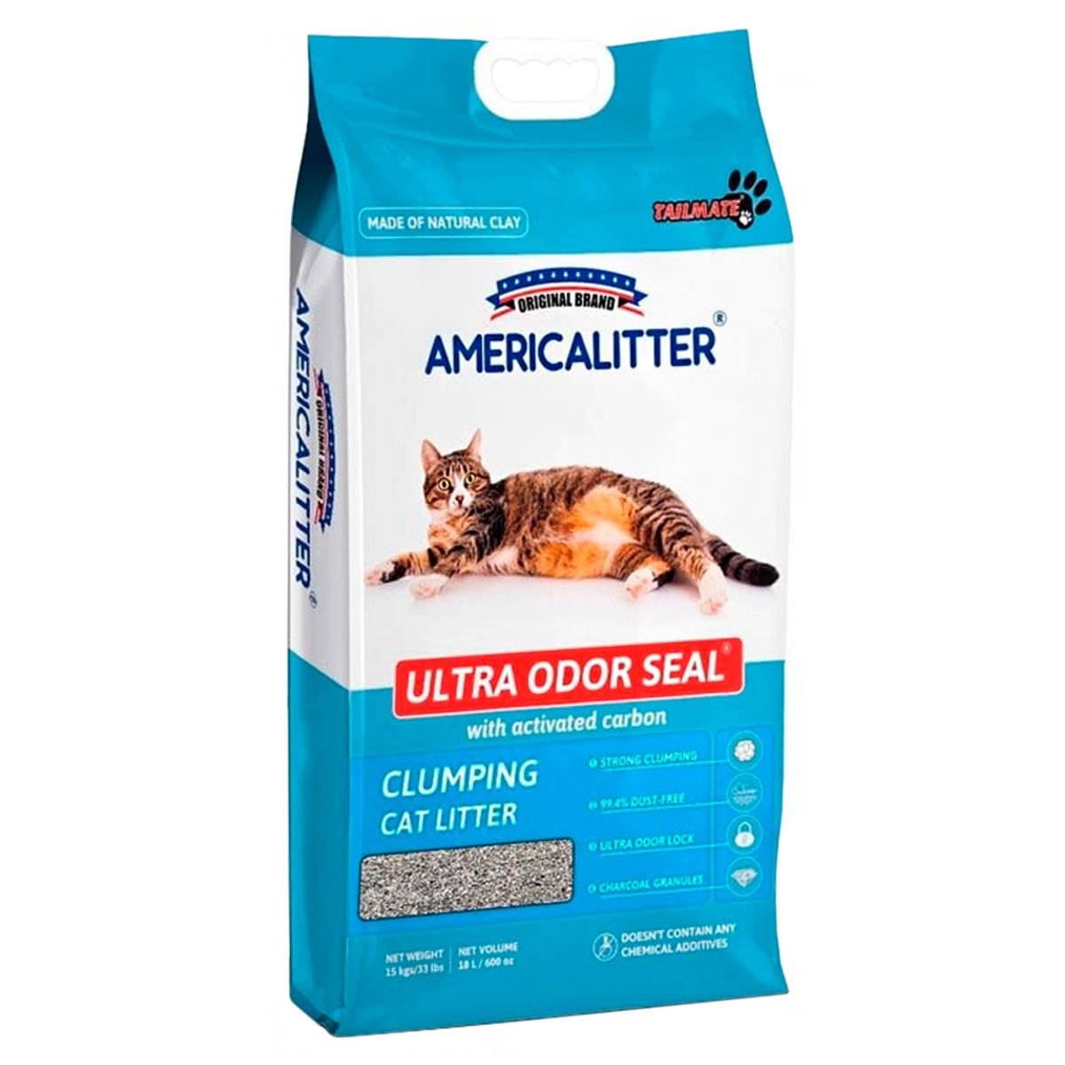 AMERICA LITTER - Arena para Gatos AmericaLitter Ultra Odor Seal Carbón 15 kg