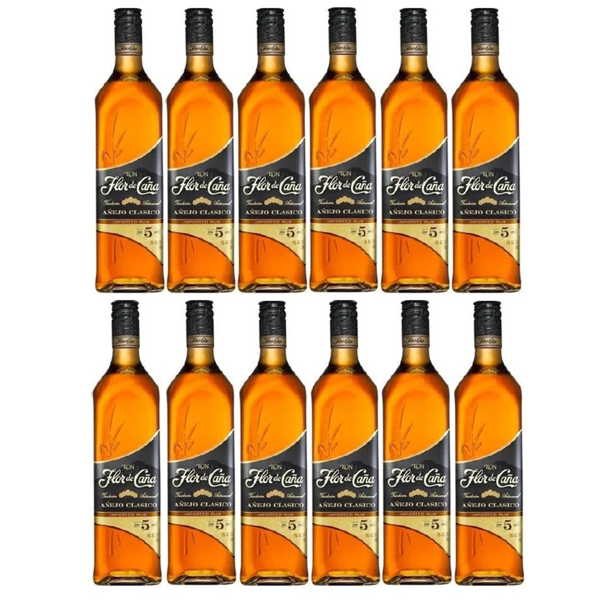 FLOR DE CAÑA - Ron Flor de Caña 5 años 1 LT- 12 UND