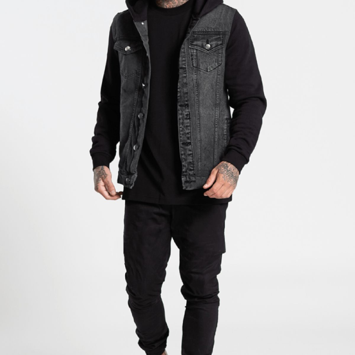 GENERICO - Casaca Jean afranelado Hombre