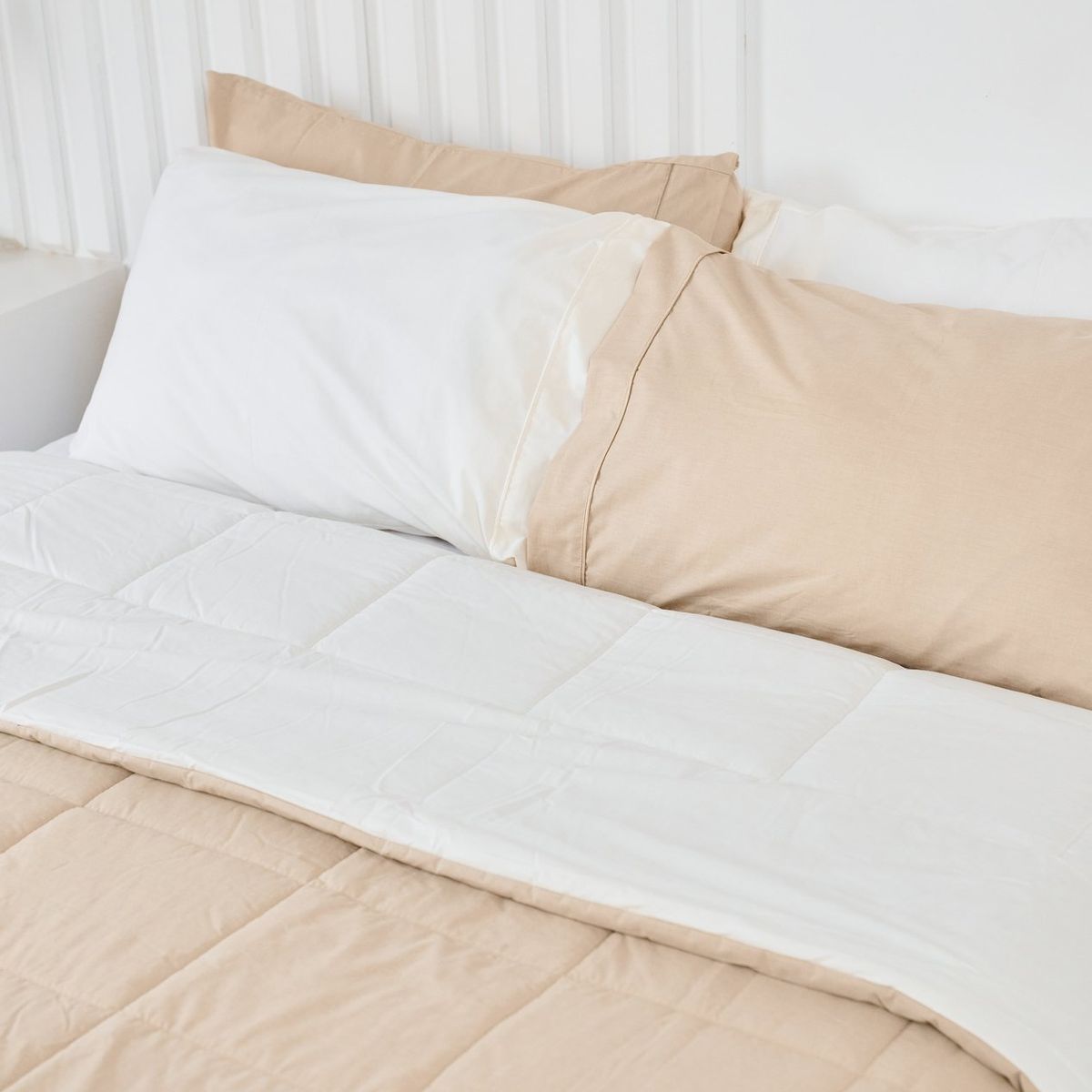 COBITEX HOME - Plumón hipoalergénico reversible Perla y Arenita Queen 100% algodón