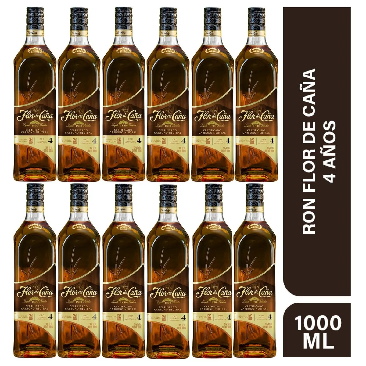 FLOR DE CAÑA - Ron Flor de Caña 4 años 1 LT - 12 UND