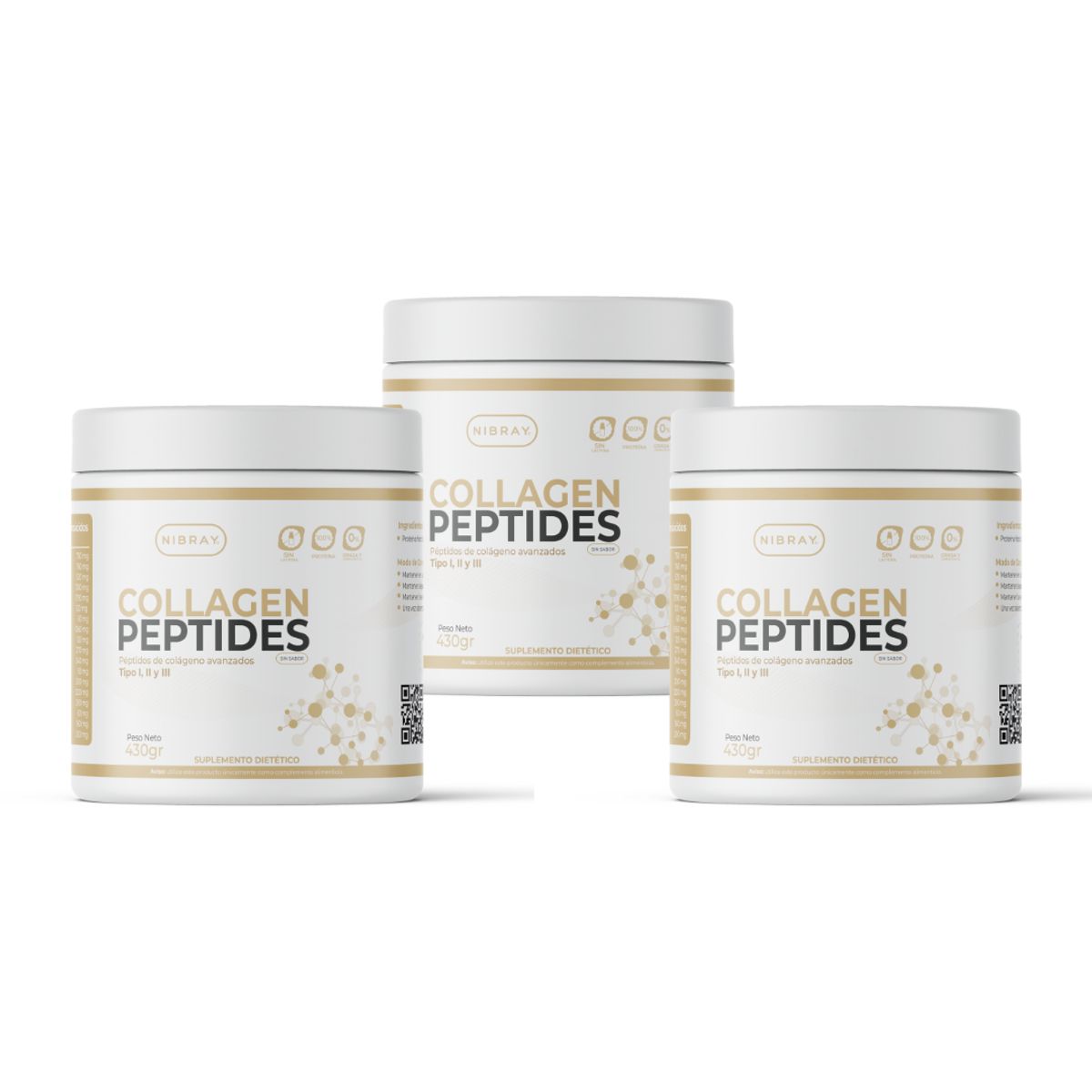 NIBRAY - Collagen Peptides Unflavored Nibray 43 Servings Pack 3x2