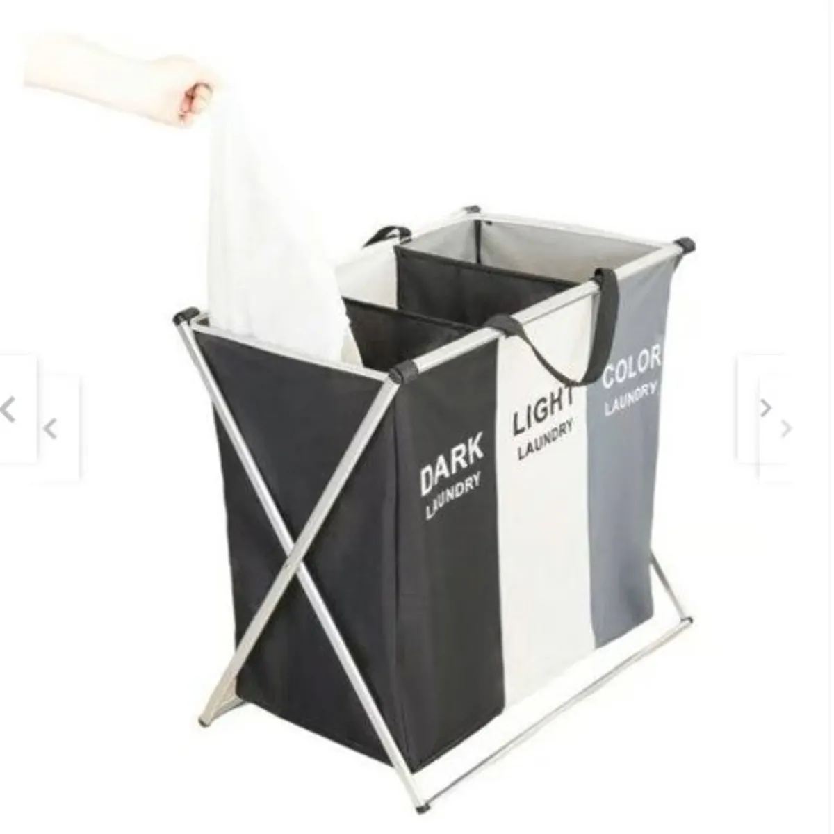 GENERICO - Cesto de 3 divisiones para lavandería, dormitorio plegable