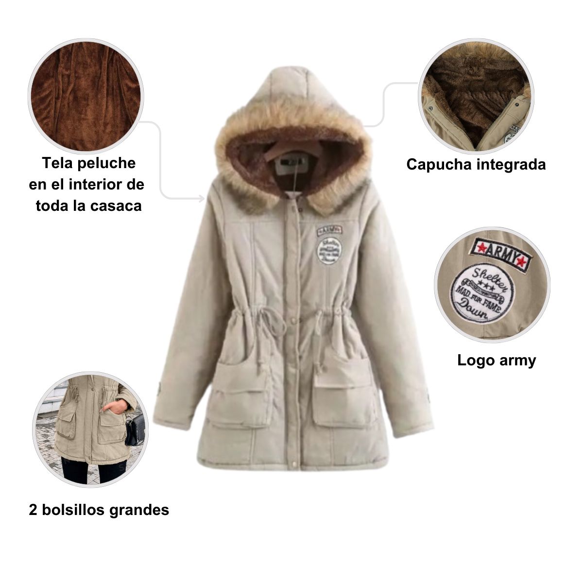 GENERICO - Casaca Parka Mujer  Color
