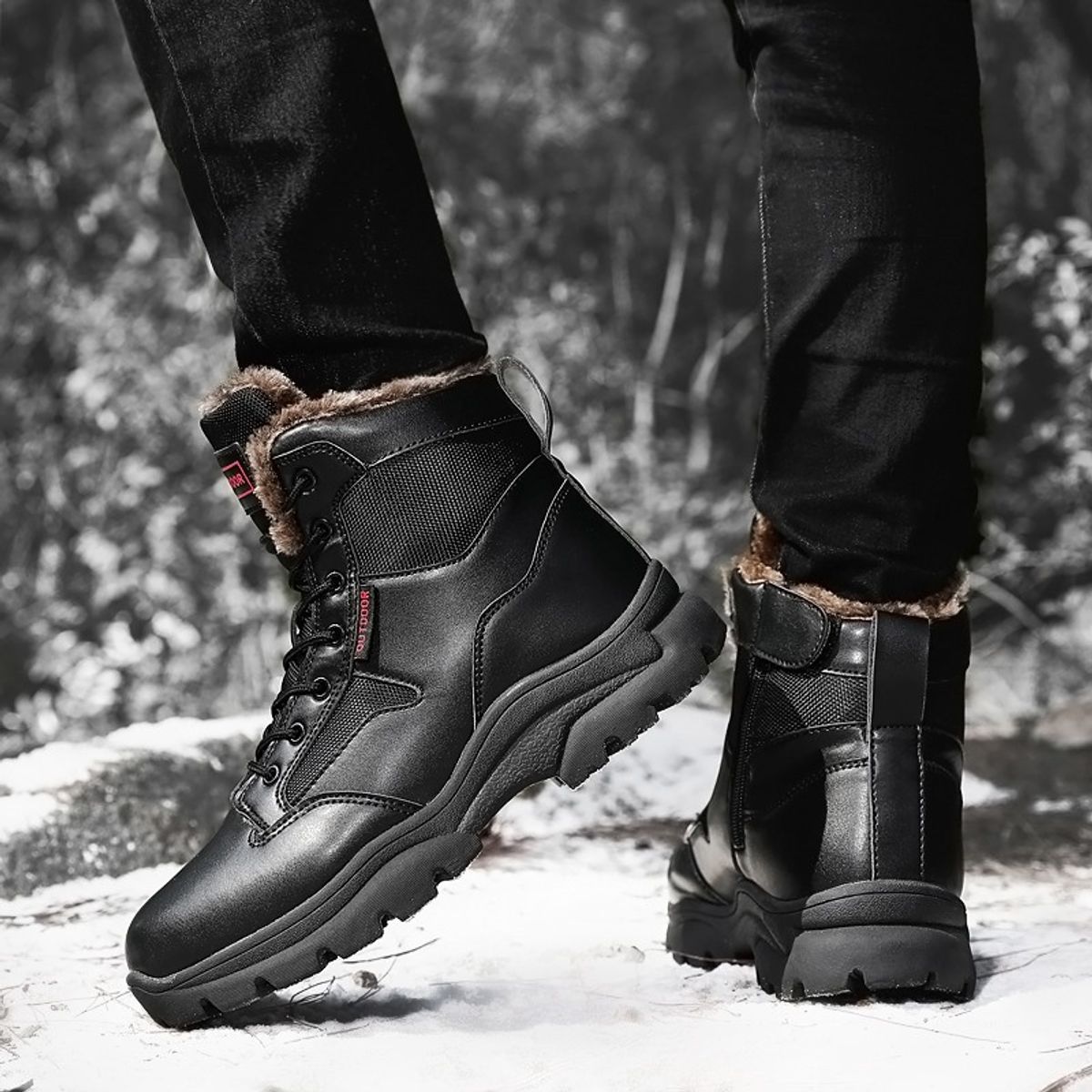 BLWOENS - Zapatos de trekking de invierno para hombres Zapatillas - Negro