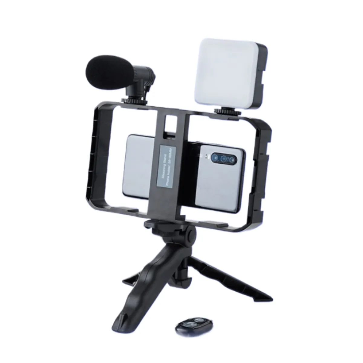 GENERICO - SOPORTE DE GRABACION MINI TRIPODE CON LUZ LED PARA CELULARES