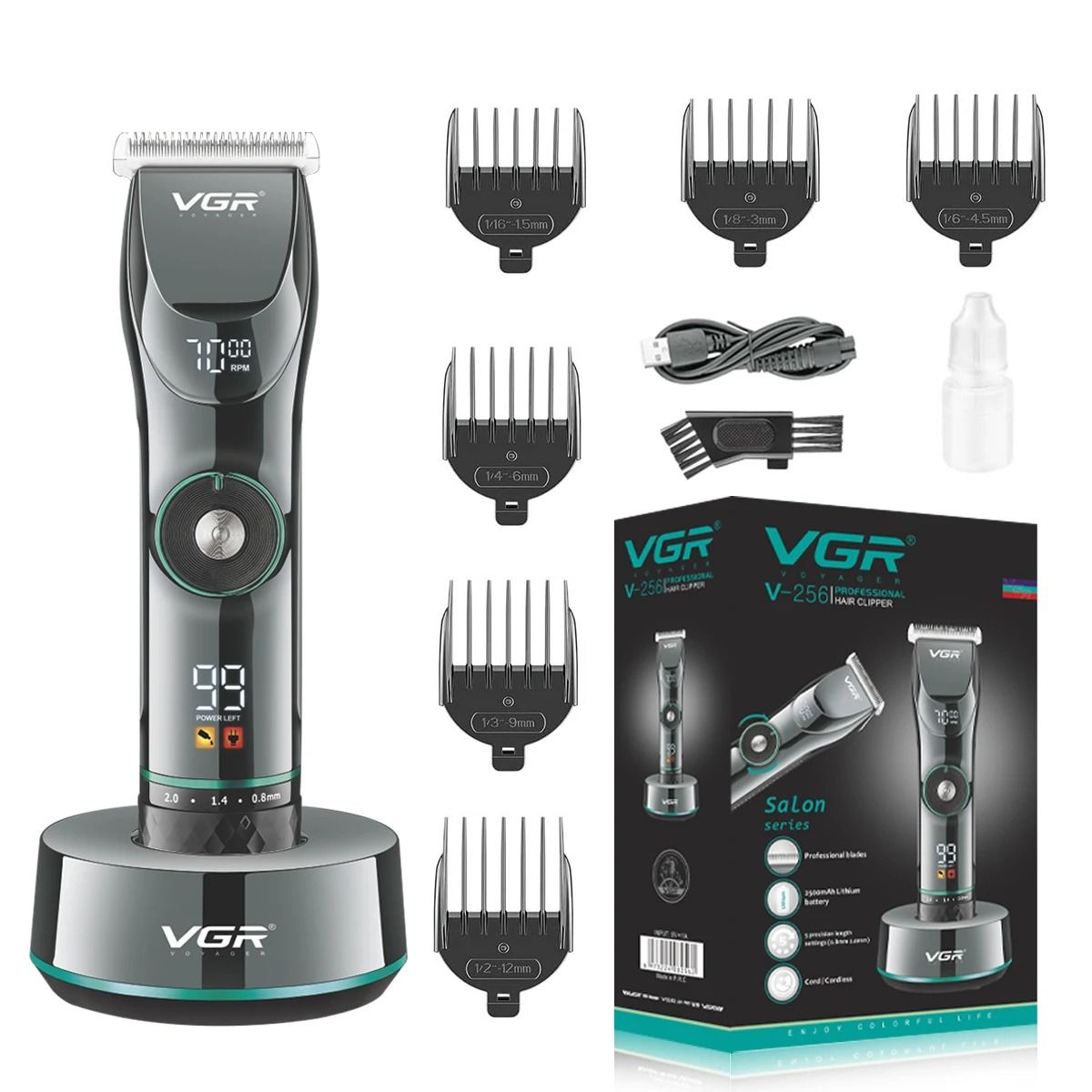 GENERICO - Cortadora de Cabello Profesional VGR V-256 Black