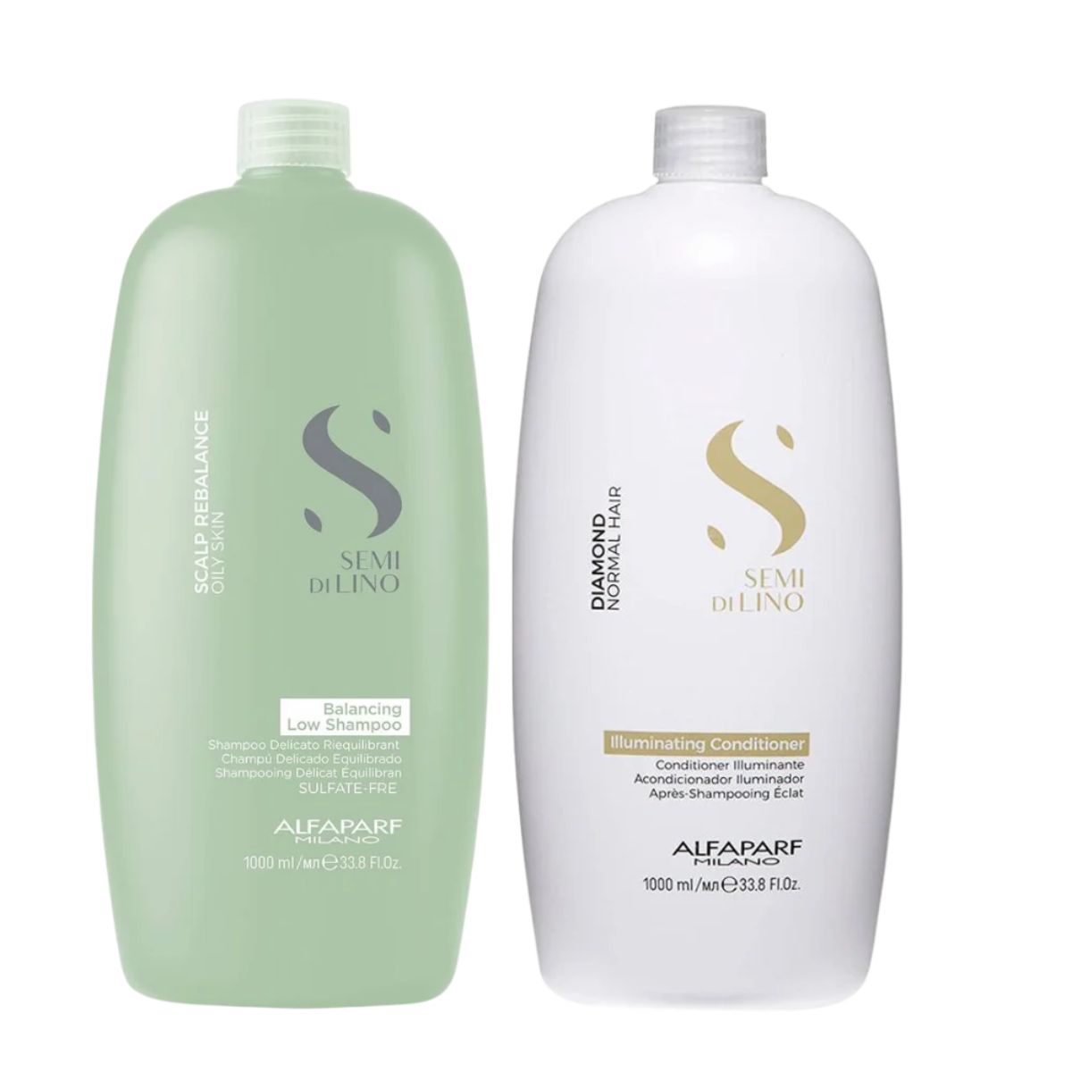 ALFAPARF MILANO - ALFAPARF SEMI DI LINO  Dúo Balancing Shampoo 1L + Diamond Acond 1L