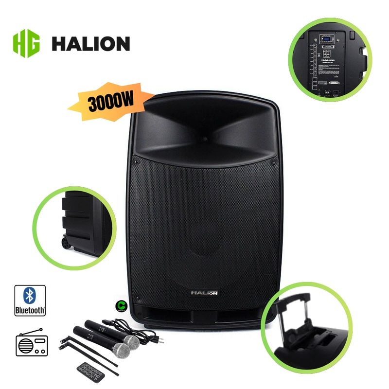 HALION - Parlante activo 15 halion PHA-15F - 2UHF - 3000w profesional
