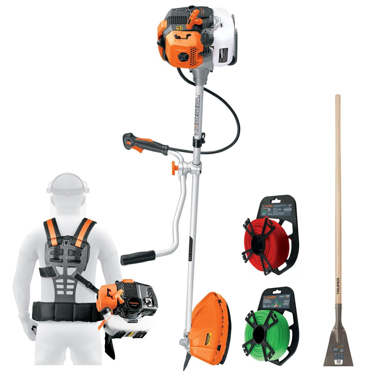 TRUPER - Combo motoguadaña desbrozadora podadora  2HP gasolina 18 Pulg Truper