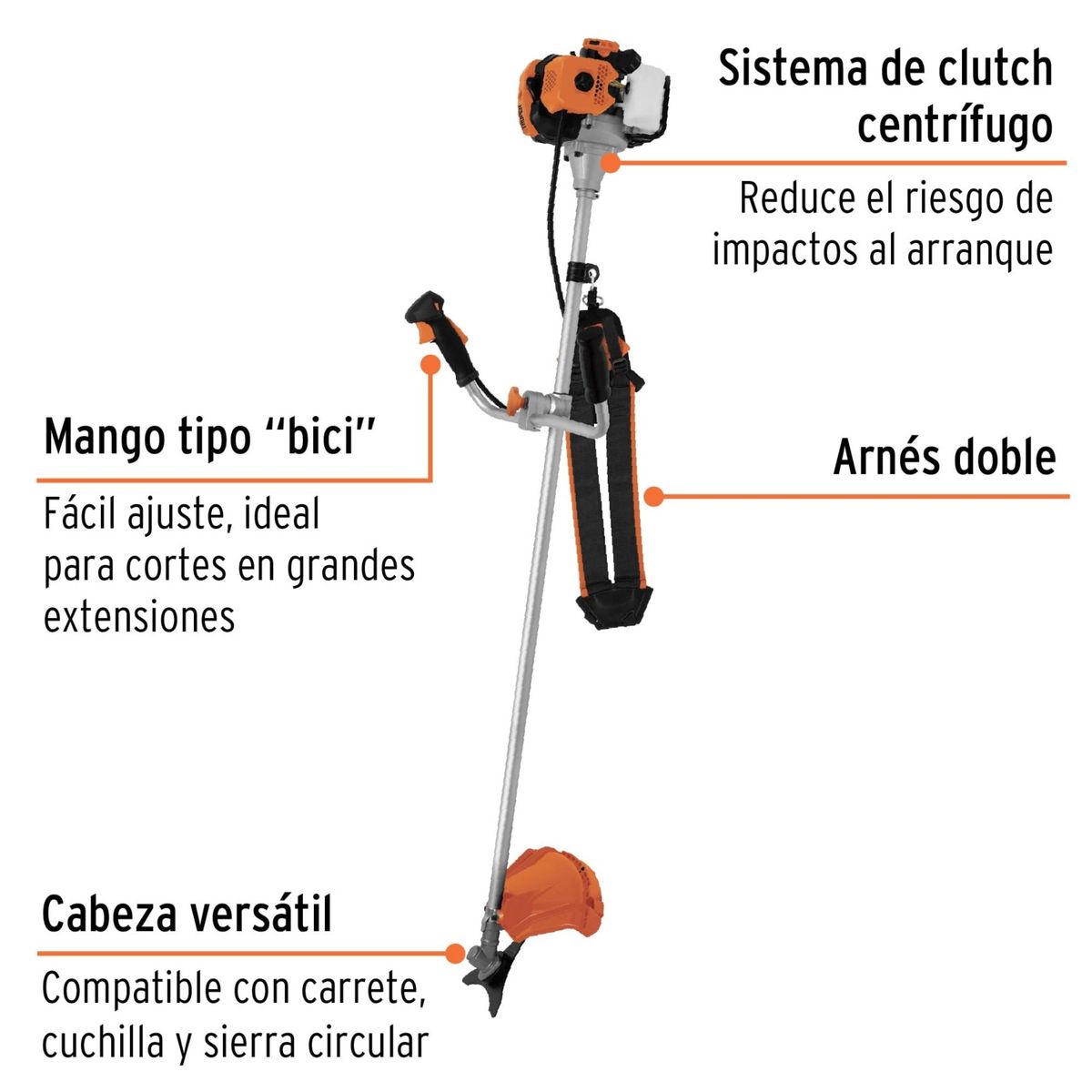TRUPER - Combo motoguadaña desbrozadora podadora  2HP gasolina 18 Pulg Truper
