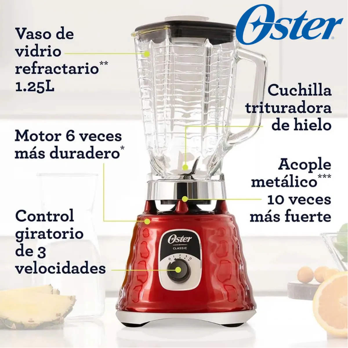 OSTER - Licuadora Oster® Beehive 3 Velocidades  BLST4126R053 Roja