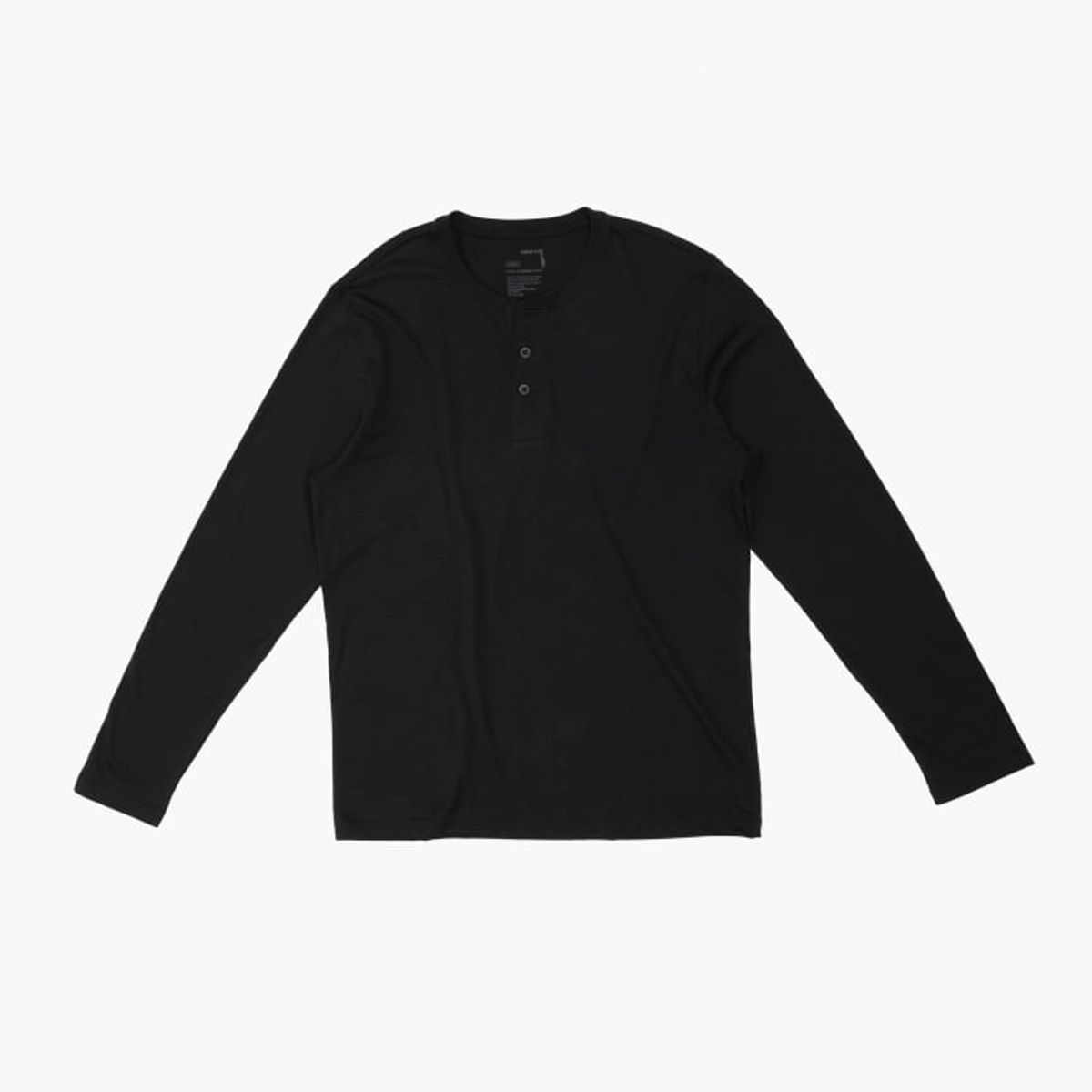 DROP THE LABEL - Polo Negro Henley Manga Larga para Hombre Drop the Label Algodón Pima