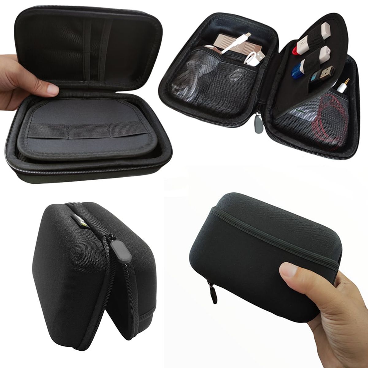 SANTOFA ELECTRONICS - Funda Anti Golpes + Case Disco Duro Externo 2.5 doble bolsillo - Negro