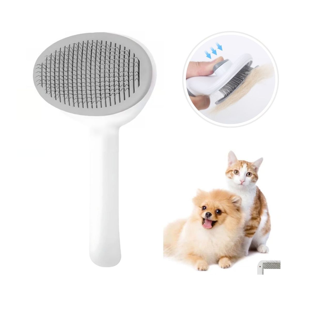 OEM - Cepillo Peine  para Mascotas con Botón Quita Pelos