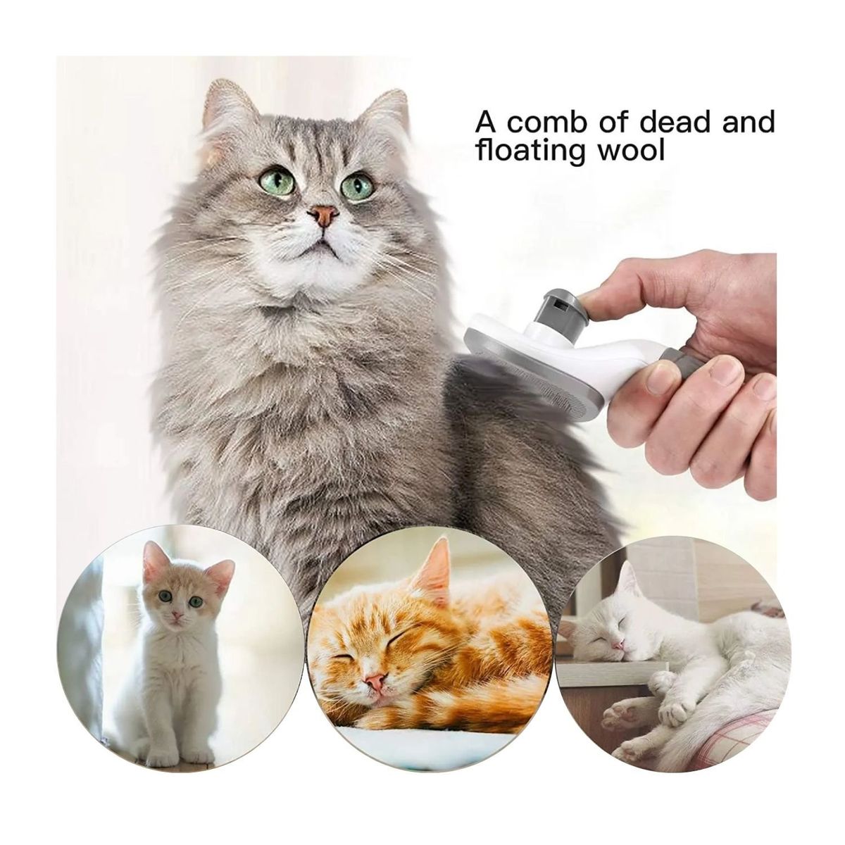 OEM - Cepillo Peine  para Mascotas con Botón Quita Pelos