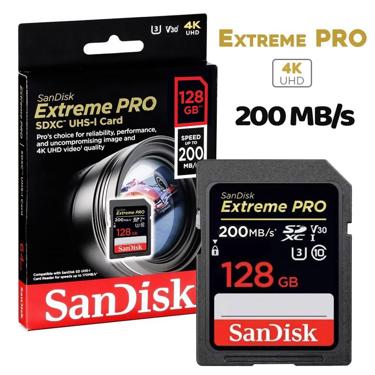 SANDISK - SanDisk Extreme PRO 128GB SDXC Tarjeta de Memoria 200MBs