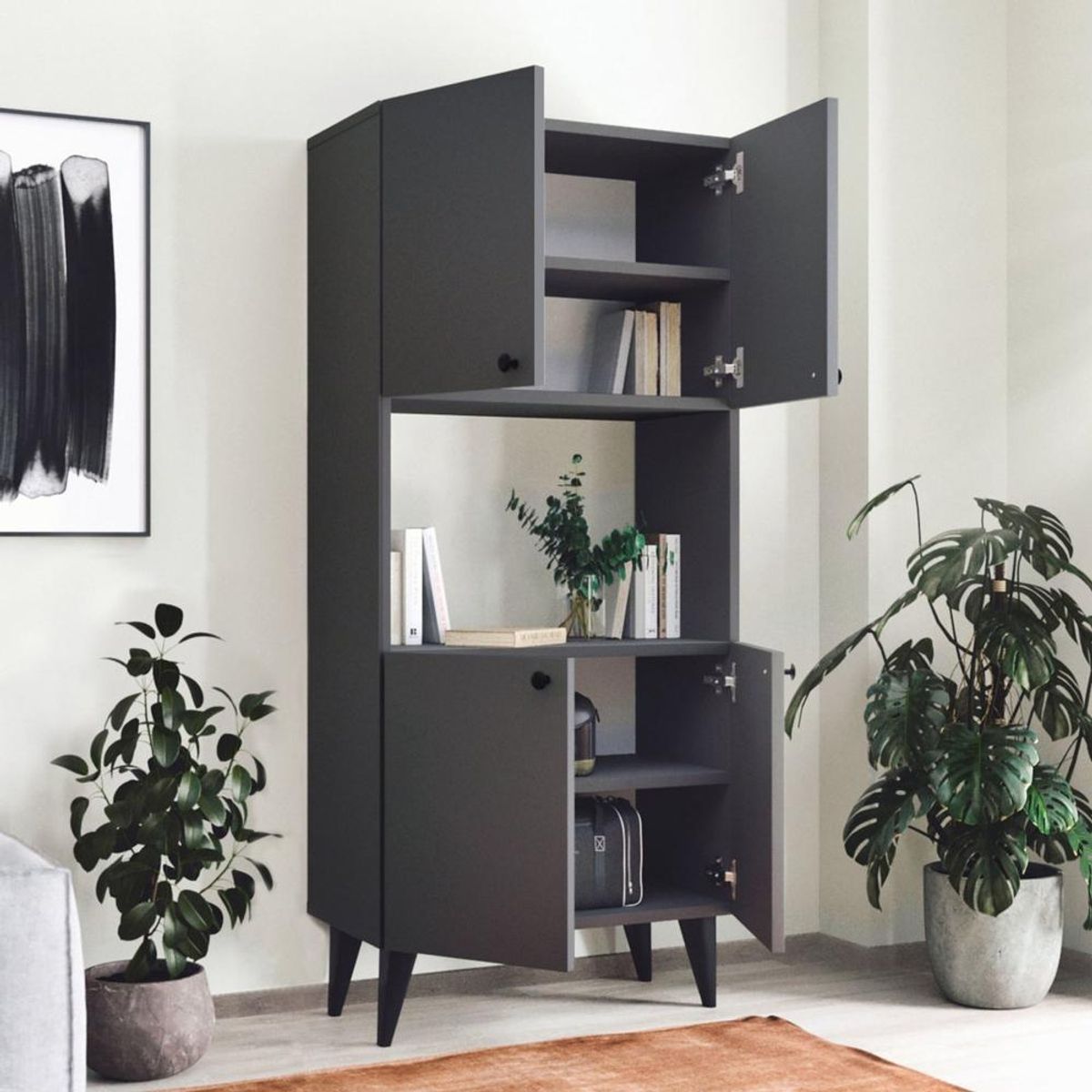 TU MESITA - Librero Armario TU MESITA Bogota color Negro 4 puertas